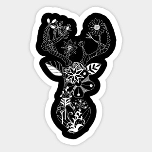 White Flower Deer Sticker